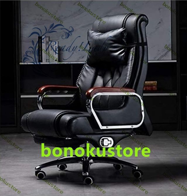 レザーチェア 社長椅子 オフィスチェアチェアハイバックエグゼクティブ 厚いクッションと人間工学に基づいた椅子 腰部サポート 昇降式 心地 360°回転 高さ調節 肘付 疲れにくい テレワーク 静音キャスタ PUレザー Color Black