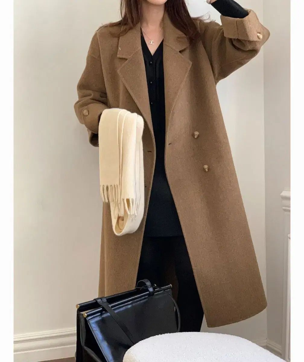 ウール75 ルーズフィット キャメルオリーブ ハンドメイド ロングコート GULLKHAN_COM