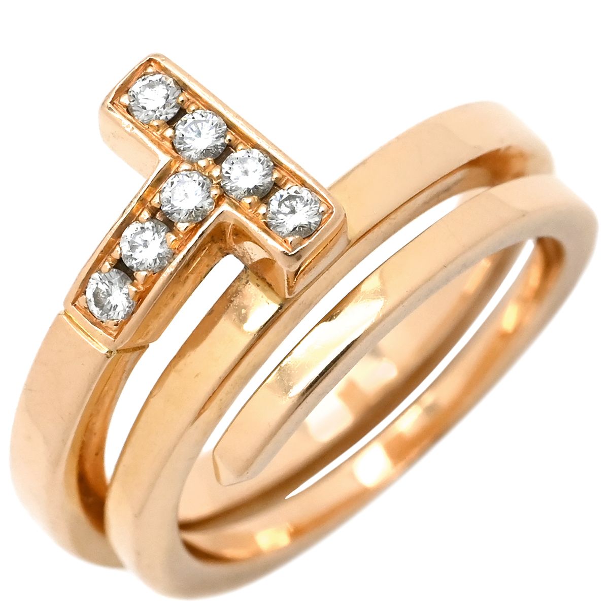 ティファニー Tiffany - Co リング 指輪 Tスクエア ラップ K18PG ダイヤモンド ピンクゴールド AU750 18K ダイヤモンド 6号