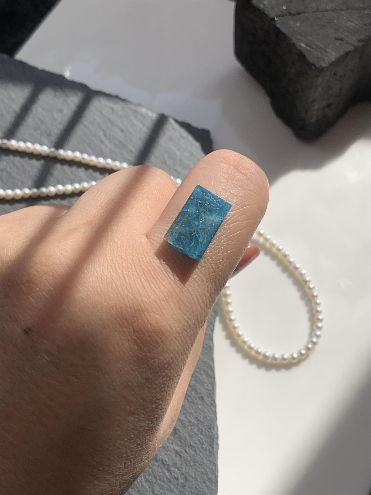 アパタイト×ルチルクォーツ ダブレット ストーン リング シルバー 251-4 アパタイト × ルチルクォーツ ダブレット石 SQ立体カット シルバー