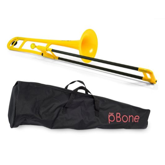 pInstruments PBONE1Y プラスチック製 B♭テナートロンボーン イエロー マウスピース キャリーバック付属 トロンボーン