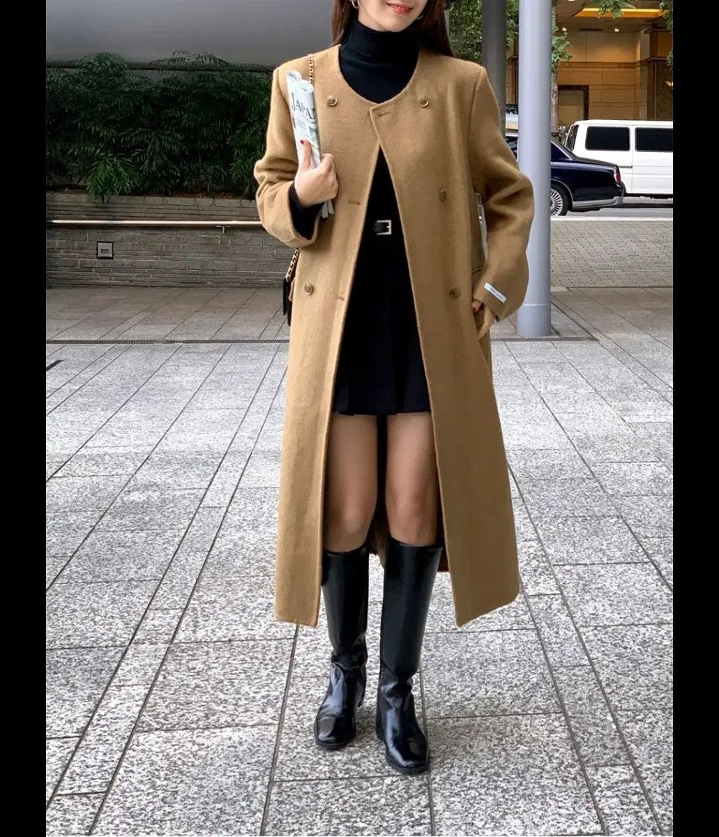 ウール100％ ノー ハンドメイド キャメル ロングコート