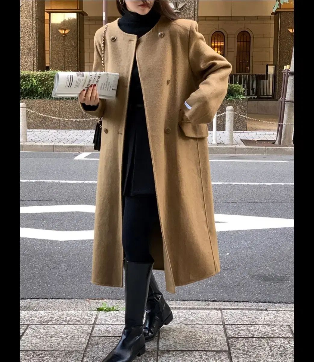 ウール100％ ノー ハンドメイド キャメル ロングコート GULLKHAN_COM