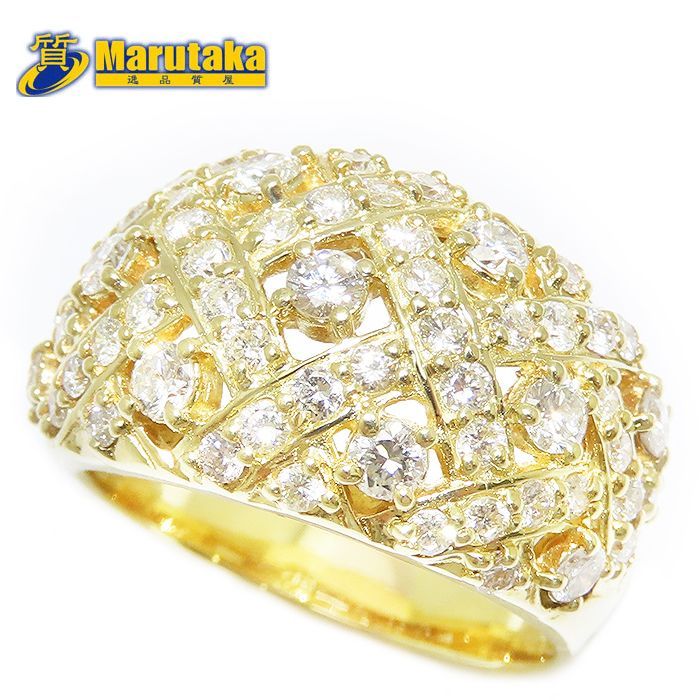 ダイヤモンド リング K18 15.5号 鑑別書 1.68ct 10.6g YG 質屋 丸高 尼崎市 Diamond Ring Yellow G Marutaka レディース jewelry 兵庫県 透かし 1ct以上 買取