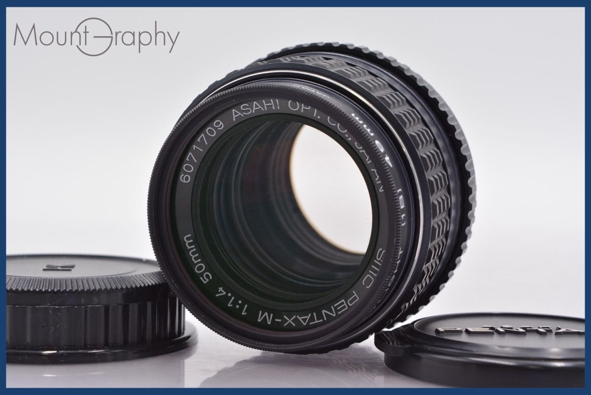 上 ペンタックス PENTAX SMC PENTAX-M 50mm F1.4 前後キャップ-レンズフィルター付 完動 同梱可 am448