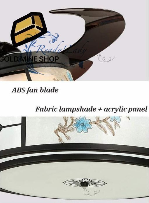 導いた天井ファンライトレトロなオフィスベッドルームリビングルームレストラン見えないメタルファンランプ 導いたシーリングライトの調光