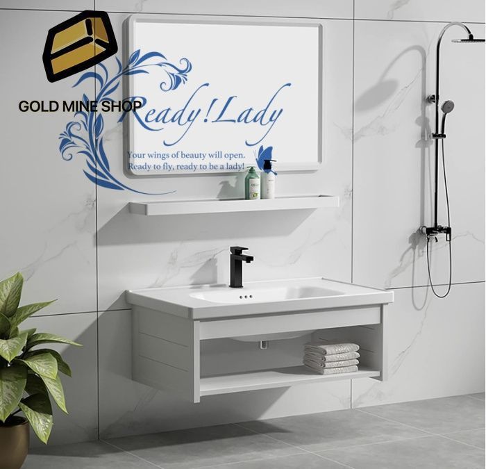 洗面化粧台 洗面台 手洗い器 壁掛け 手洗いボウル 壁付け型 方形 洗面鉢 洗面台 陶器製 セット コンボ 小さなスペース用 バスルーム シンク 洗面台 鏡付き ホワイト 70x44x34cm