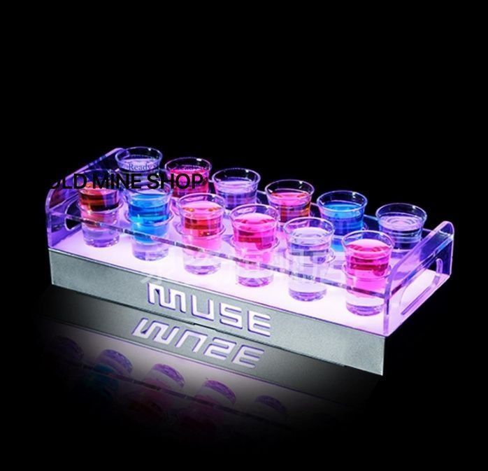 ed酒ボトルの表示棚 ワインラック 充電式 ワイングラス含ま コカボムタワー カクテルグラスホルダー アイスワインラック 家庭用 商業用 居酒屋 KTV 雰囲気を追加します 酒グラススタンド 銀 カラフルな光 12穴