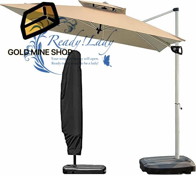 パラソル ガーデンパラソル 250cm 風に強い 長方形 大型 ビーチパラソル 角度調節 UVカット 庭 テラス アウトドア ビーチ キャンプ 日傘 家庭での使用 商業利用 スタンド ベース付き 自立式