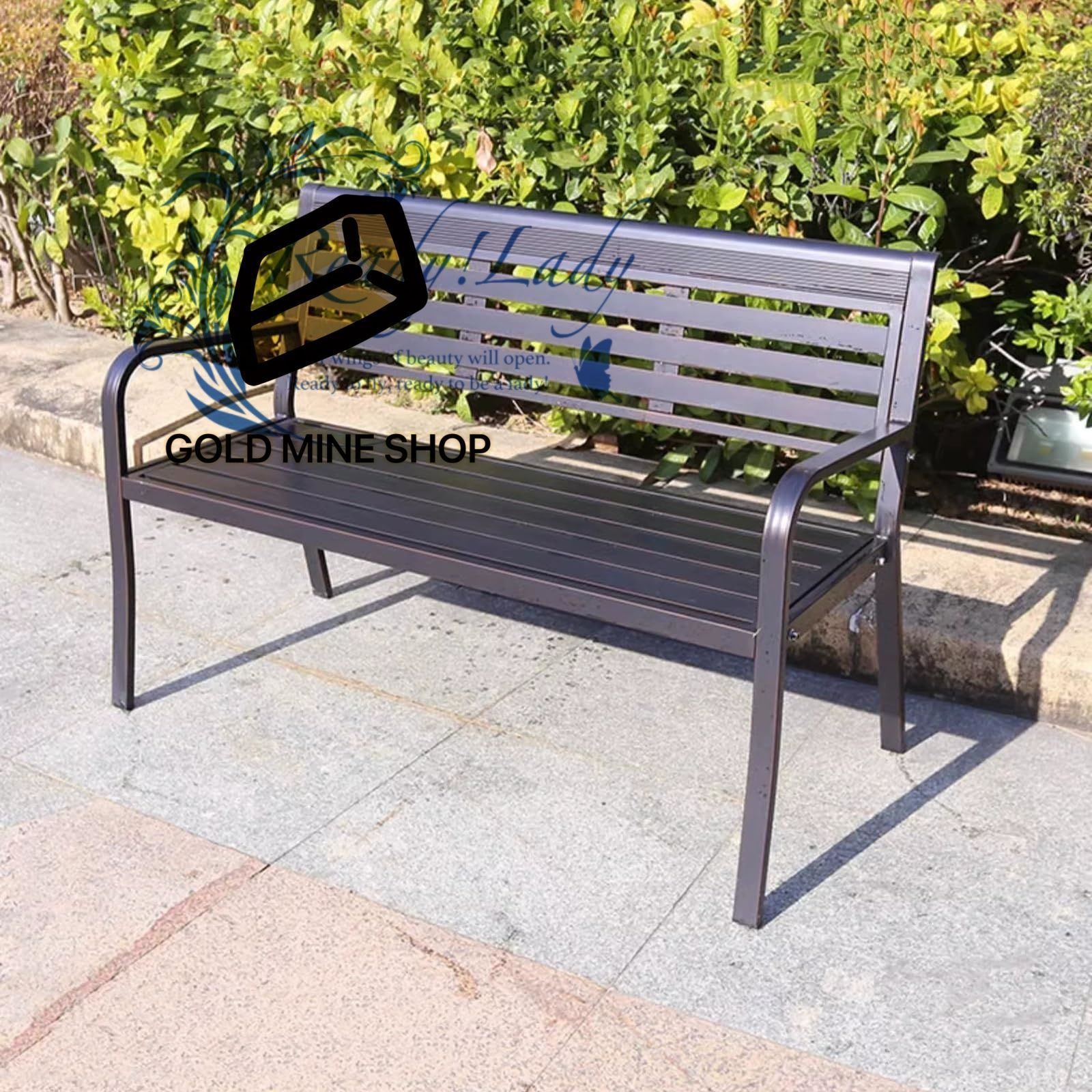 ガーデンベンチ 屋外 背もたれとアームレスト付きアルミニウムパティオベンチ 全天候型 屋外 ベンチ スラットデザイン ガーデンポーチ 公園 フロントポーチ バルコニー Green