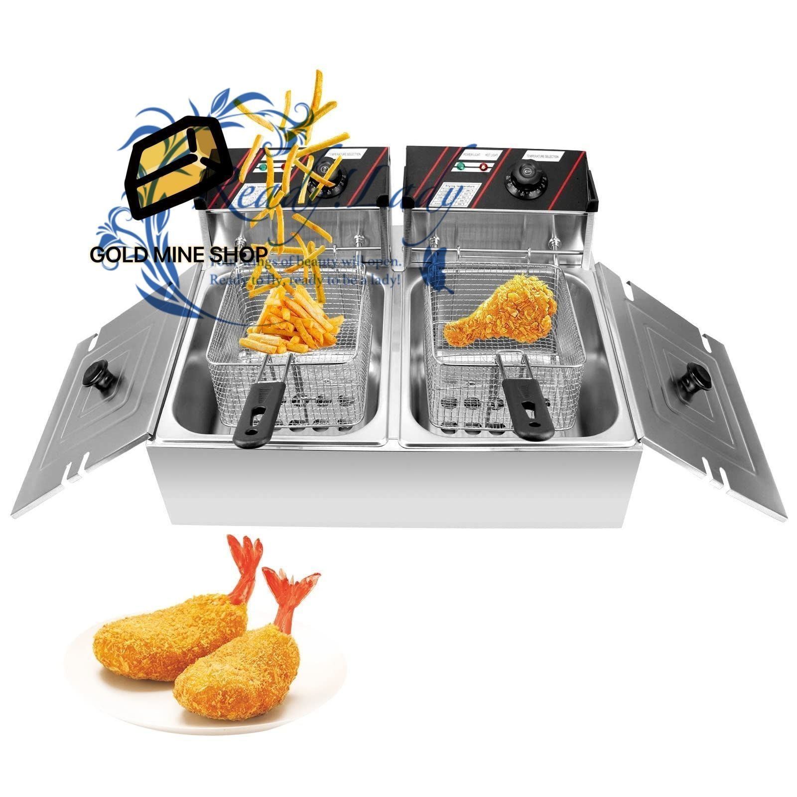 業務用 電気フライヤー 12L大容量 卓上フライヤー 家庭用 ステンレス 60-200℃温度調節 フライヤー 110V 2500W 2500W 揚げ物調理器