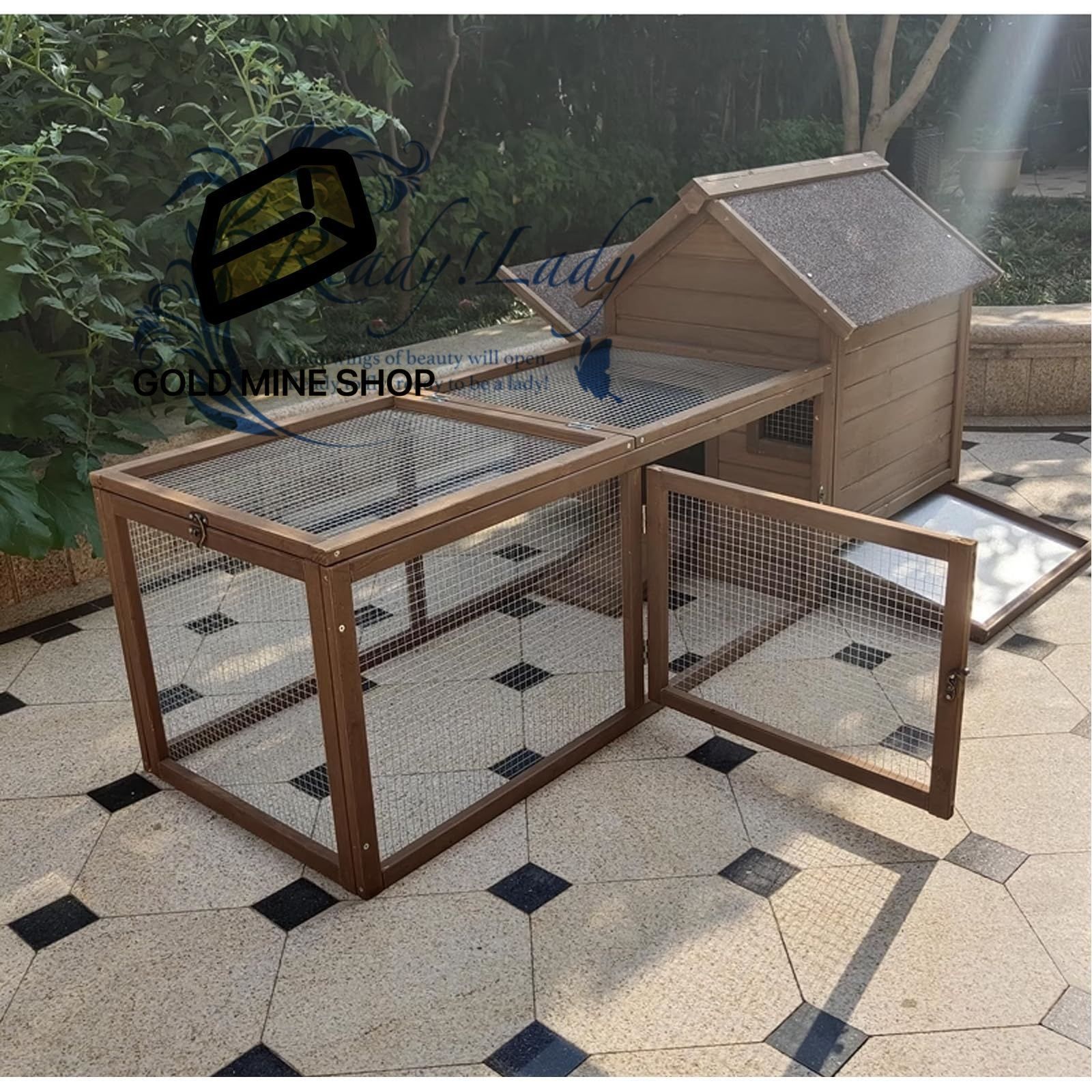 鶏小屋 屋外 大型 木製 亜鉛メッキ鋼製 屋根付き 高耐久 庭用 農場用 耐候性 防雨 防風性 家禽ケージ ウサギハッチ 七面鳥 アヒル ガチョウ チキンラン アヒル ウサギの生息地用 飼育ケージ 組み立て簡単 炭化色 180cm×90cm×70cm