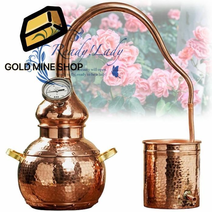 3L 純銅製密造酒蒸留器 自家製蒸留キット 温度計付き DIY 家庭用蒸留キット エッセンシャルオイル ヒドロゾルなど用