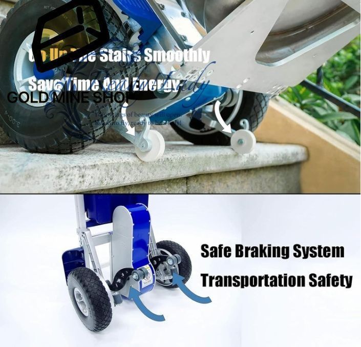 ポータブル電動階段登り台車 10インチホイール付き階段登りハンドトラック 耐荷重170kg 機械重量25kg セメント 食品原料 電化製品用階段登り台車