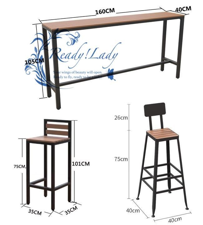 カウンターテーブルセット5点セットベランダ テーブルセットカウンターチェア 屋外 ダイニングテーブル ハイテーブル 食卓テーブル キッチンテーブル木製のテーブルトップ 金属フレーム 簡単な組み立て 160CM MARWIL-DEMENAGEMENTS_CH