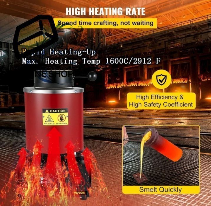 中周波金溶解炉 1600℃|2912?グラファイトるつぼ付き金属鋳造キット スクラップ金属リサイクル用 銅アルミニウムの溶解るつぼとトング付き 3KG 赤い