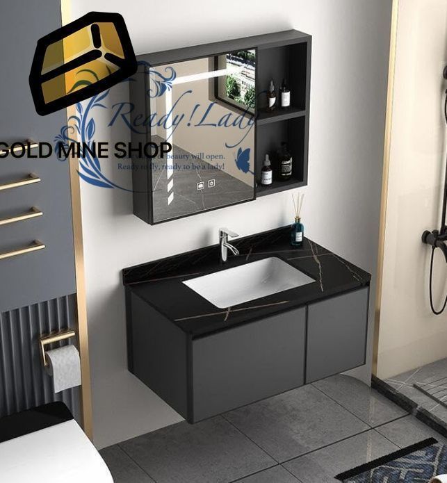 シンク付き洗面化粧台キャビネット 洗面台 洗面化粧台 温水および冷水蛇口付き 高精細ミラーキャビネット 80cm