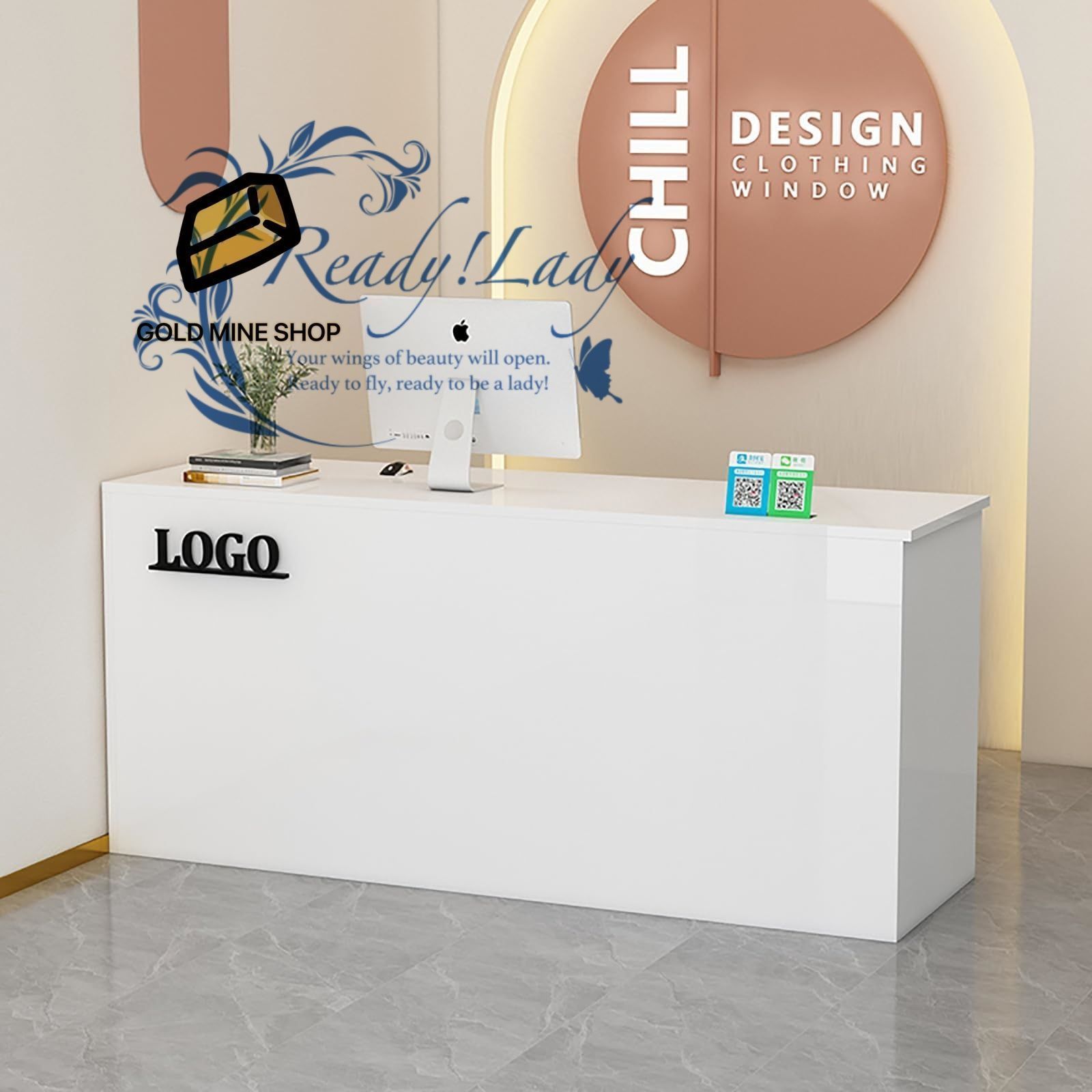 レジカウンター 受付カウンター おしゃれ 受付台 木製 レジ台 收 台 小さい 幅100cm ホワイト