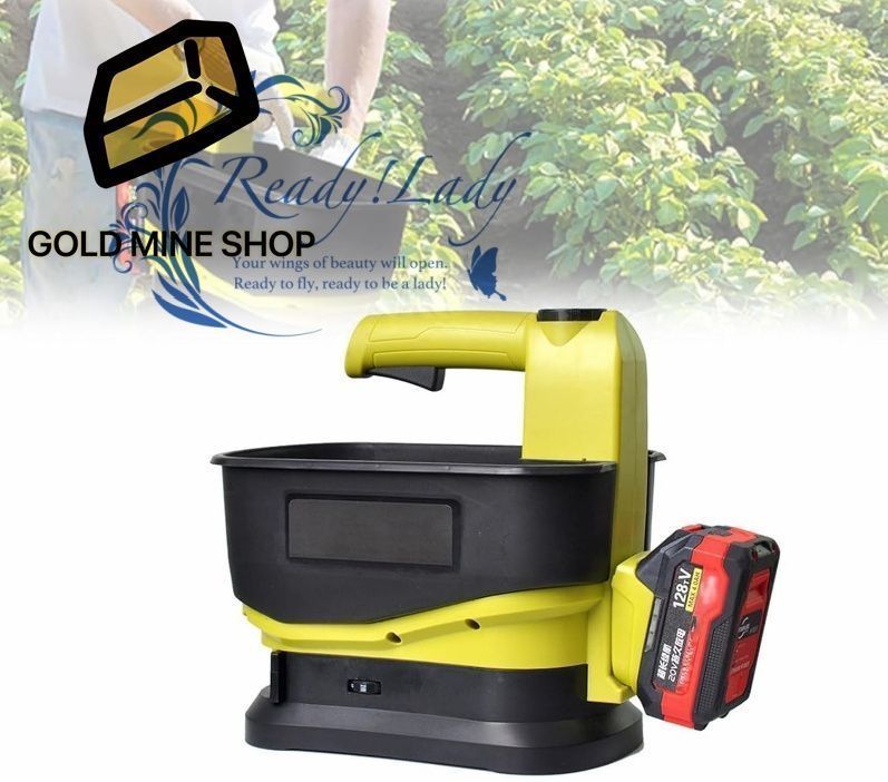 電動手持ち式種子散布機 4000 mAhバッテリー付き1700 rpm種子散布機 6段階速度調整 140°散布角度 種子 飼料 融雪剤 肥料用