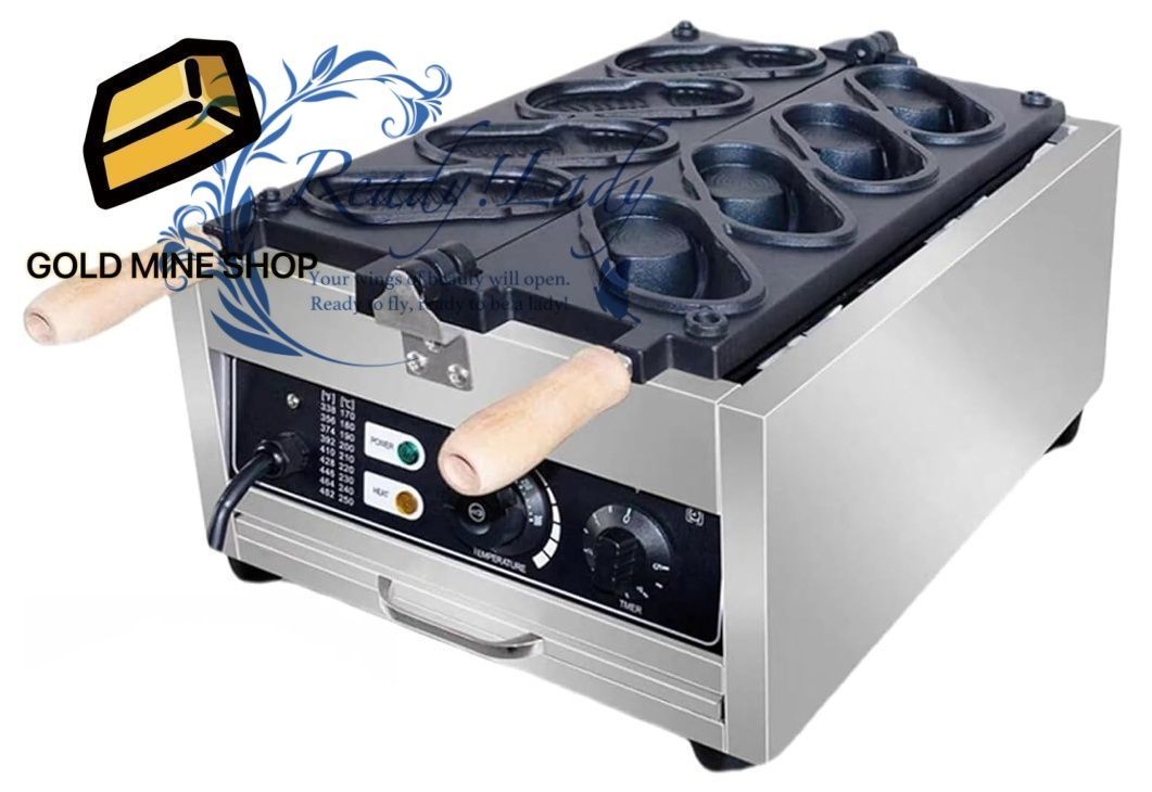 電気靴型ワッフルメーカー ノンスティックコーティング 3000 Wステンレススチール製業務用ワッフル製造機 ベーカリー レストラン 食堂向け