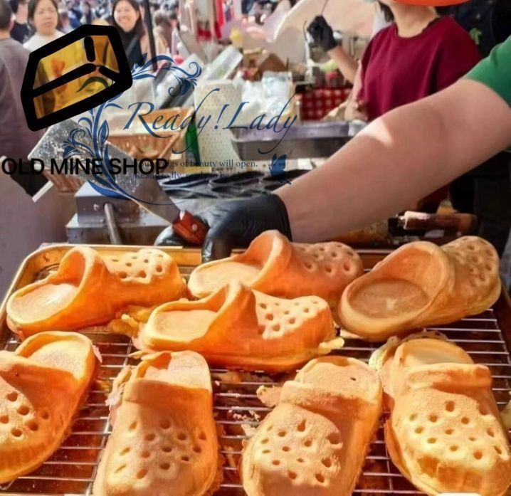 電気靴型ワッフルメーカー ノンスティックコーティング 3000Wステンレススチール製業務用ワッフル製造機 ベーカリー レストラン 食堂向け