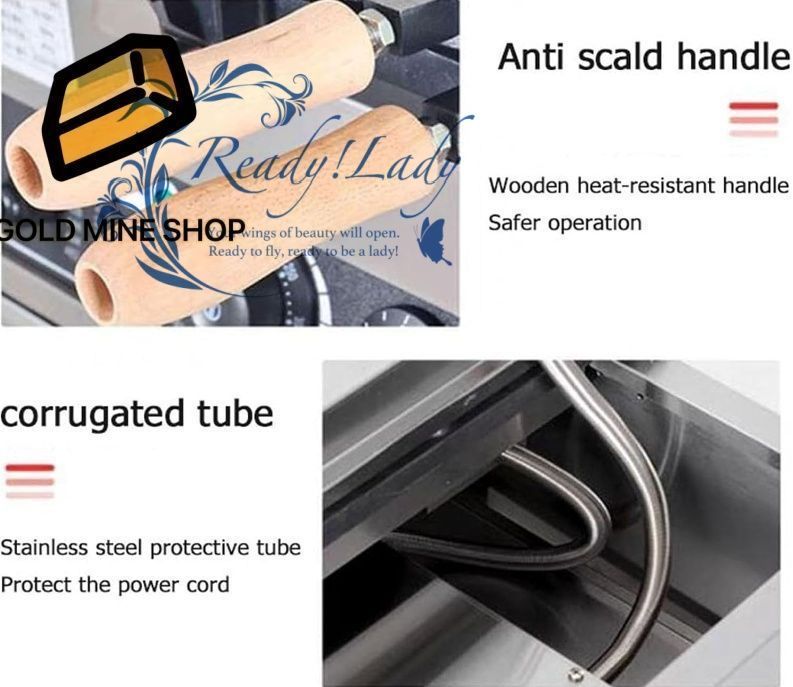 電気靴型ワッフルメーカー ノンスティックコーティング 3000Wステンレススチール製業務用ワッフル製造機 ベーカリー レストラン 食堂向け MARWIL-DEMENAGEMENTS_CH