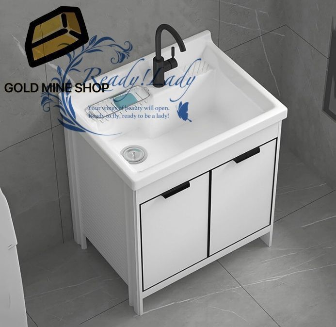 洗面台 洗面化粧台 洗面ボウル 陶器製 大容量 自立型 洗面シンク ロッカー付 手洗い器 洗面所収納キャビネット セラミック洗面台付きのモダンなバスルームの洗面化粧台 71.5 x 53 87 cm