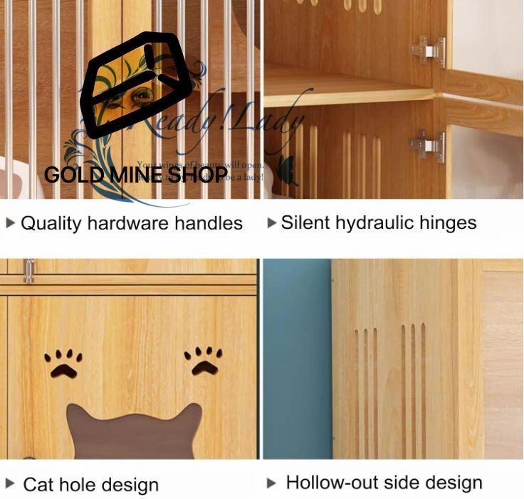 車輪付き特大キャットヴィラ 屋内猫用の大型木製キャットケージ