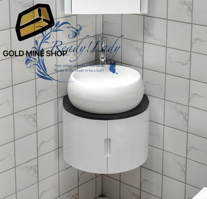 手洗いシンク 洗面ボウル ボール 化粧台 手洗いボウル 壁掛け 小さい手洗い器 トイレ手洗い器 コーナーバスルームバニティキャビネット 小スペース用の床置き洗面台 浮動トイレシンクコンボ 41 45cm