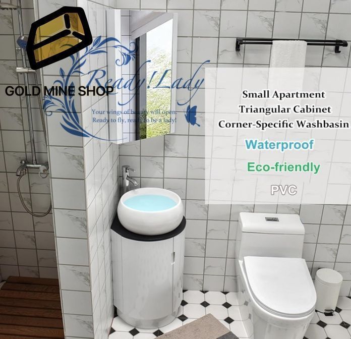 手洗いシンク 洗面ボウル ボール 化粧台 手洗いボウル 壁掛け 小さい手洗い器 トイレ手洗い器 コーナーバスルームバニティキャビネット 小スペース用の床置き洗面台 浮動トイレシンクコンボ 41 45cm