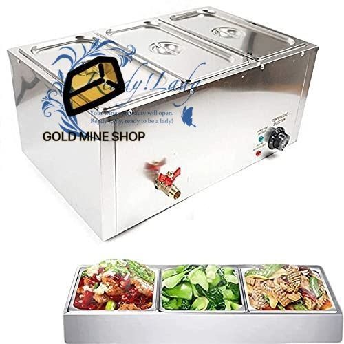 電気ビュッフェベインマリーフードウォーマー 850 W業務用スチームテーブルスチーマースープポット 温度制御付き大容量 3 pan