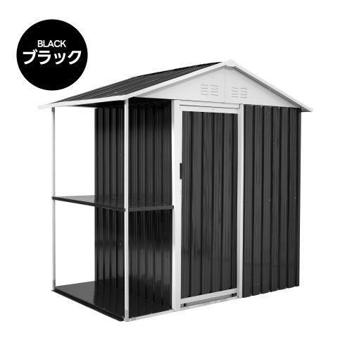 2個 収納ラック付き 物置 屋外 スチール 倉庫 戸外収納庫 W193 D130 H189cm 物置き おしゃれ 大型 収納庫 屋外物置 防さび ベランダ 防水 ドア スチール物置 屋外収納 ガーデニング スチーム物置 組み立て式 床なし