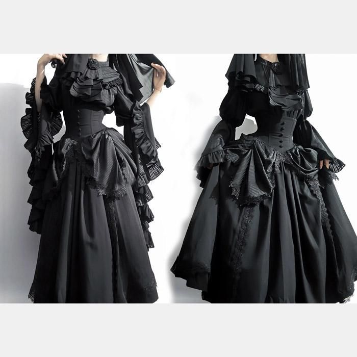 仮装舞踏会 ロリータ ハイウエストスカート lolita 上着 ダーク系ゴシック風 ロング ジャンスカ lolita cla 仮装舞踏会 ハロウィン 黒 白 WWW_TRAVELLANDINDIA_COM