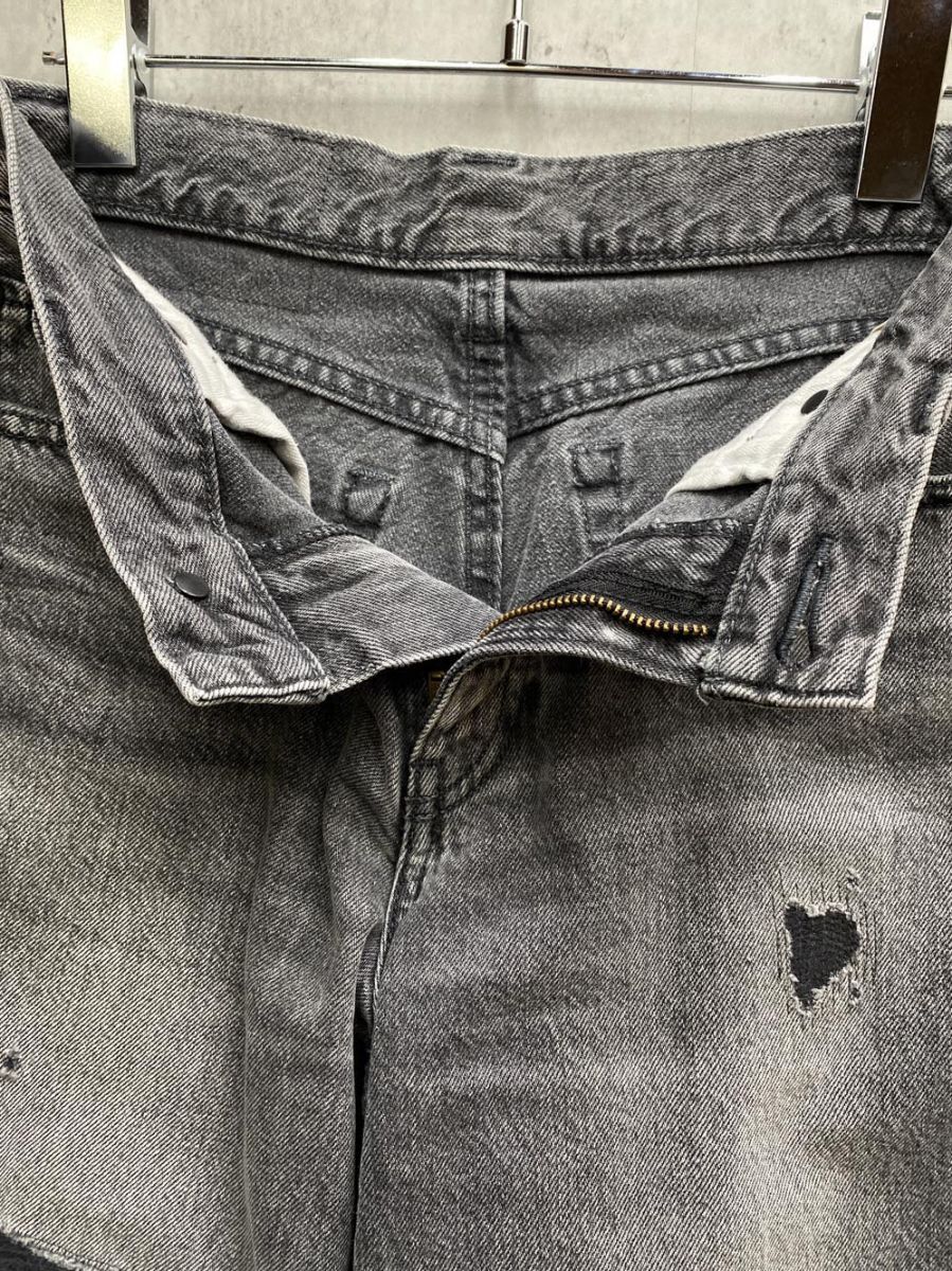 AUTHEN オーセン サーキュラーデニム ローライズワイドレッグ size23 黒 レディース