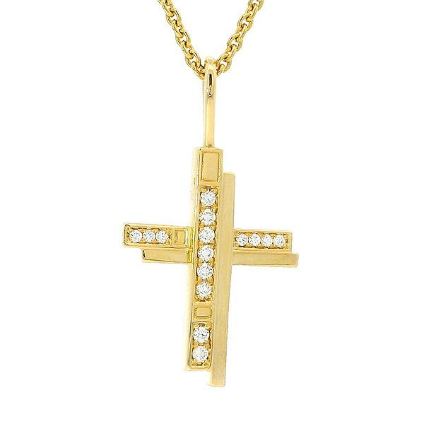 返品可 ハリーウィンストン トラフィッククロス ダイヤ ネックレス K18YG 仕上げ済み