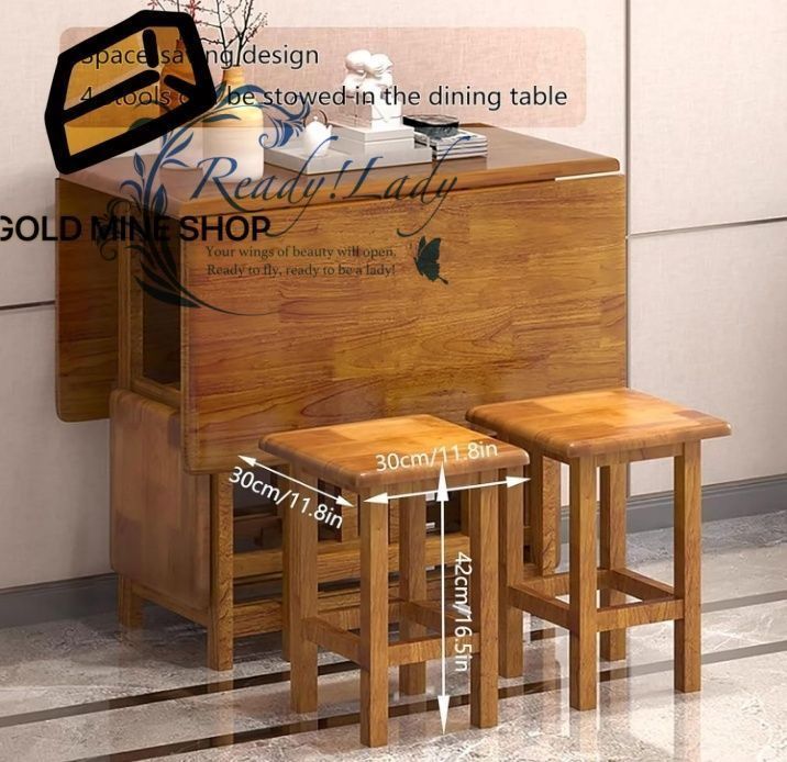 折りたたみ式ダイニングテーブルセット スツール4脚付き