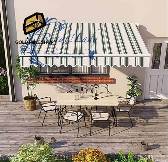 オーニングテント 2.5 1.5M 防水玄関 ひさし 屋根 後付け 長さ調節 なキャノピー付きオーニングテント伸縮 シェード中庭 バルコニー レストラン用折りたたみ式手動オーニング雨除け ひさし