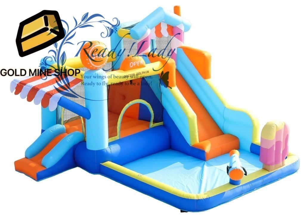 大型 プール 1 4人用 トランポリン すべり台＆水鉄砲つきプール エアー 遊具 滑り台 ビニールプール 大型プール すべり台 大型遊具 キッズハウス プレイハウス