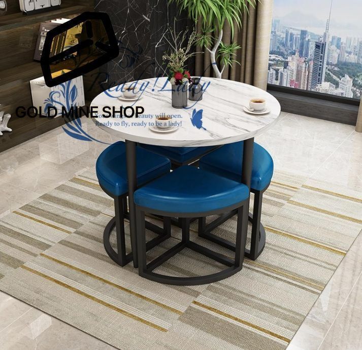 丸型 食卓セット ダイニングセット ダイニングテーブルセット4人用 テーブルセット 小さな会議テーブルセット さなスペースのキッチン用 ダイニングテーブルセット 店舗応接テーブルと椅子 商談テーブル