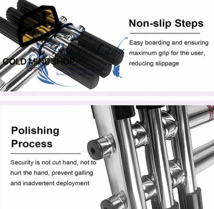 ステップボートはしご ステンレス鋼の隠し折りたたみ水はしご