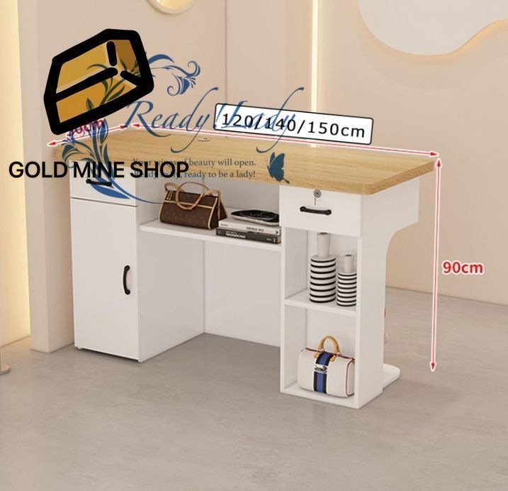 レジカウンター カウンターテーブル 受付カウンター 組み立てレジ台 木製のレセプショ レジ係カウンタ 受付台 受付デスク 120*50*90cm 左