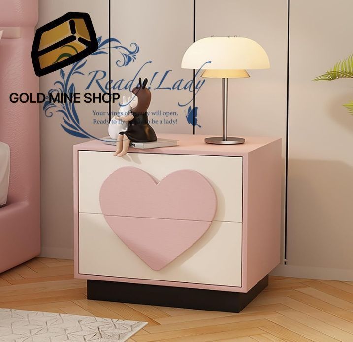 寝室とリビングルームに最適な 収納引き出し 2 つ付きのモダンなピンクのベッドサイド テーブル 45 40 50 CM