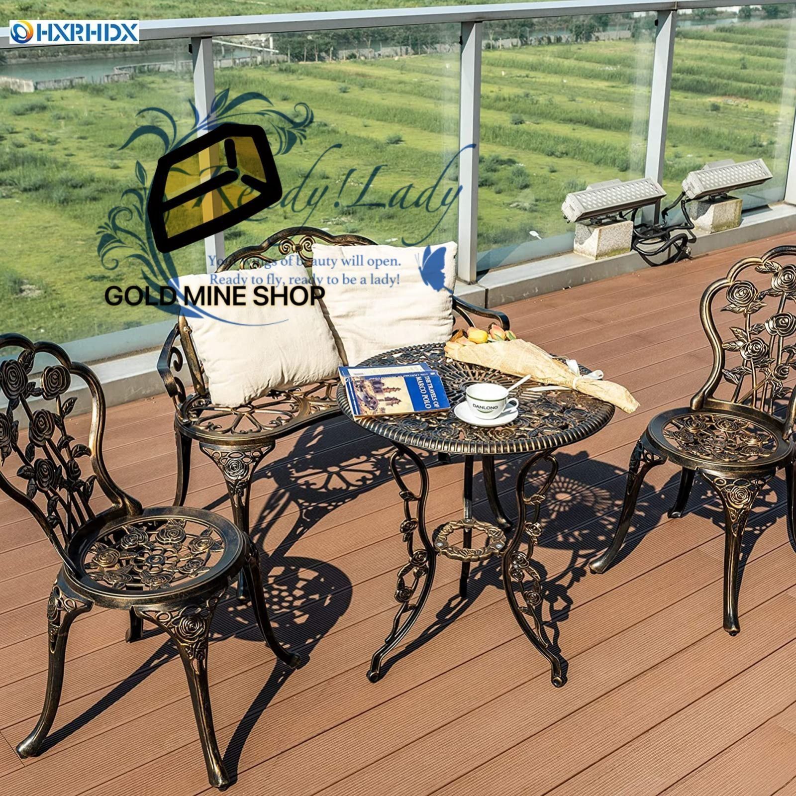 ガーデン4点セット 防水 アルミ鋳物ガーデンテーブル4点セット ガーデンファニチャー ガーデンテーブルセット ガーデンチェア アルミ アルミテーブル ガーデンテーブル キャンプチェア アウトドア 庭 パティオ