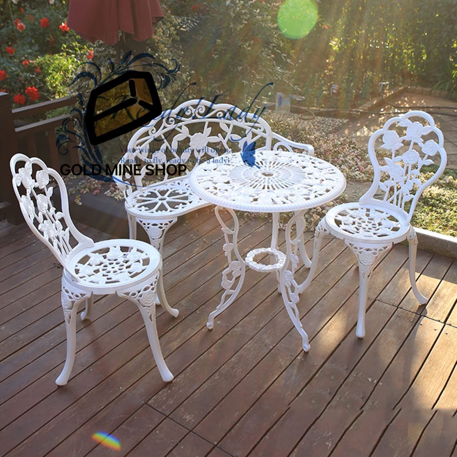 ガーデン4点セット 防水 アルミ鋳物ガーデンテーブル4点セット ガーデンファニチャー ガーデンテーブルセット ガーデンチェア アルミ アルミテーブル ガーデンテーブル キャンプチェア アウトドア 庭 パティオ