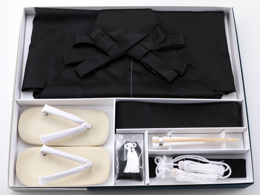 男の子 七五三 袴セット 紐下60cm 6点セット ブラック 箱入り dk-27