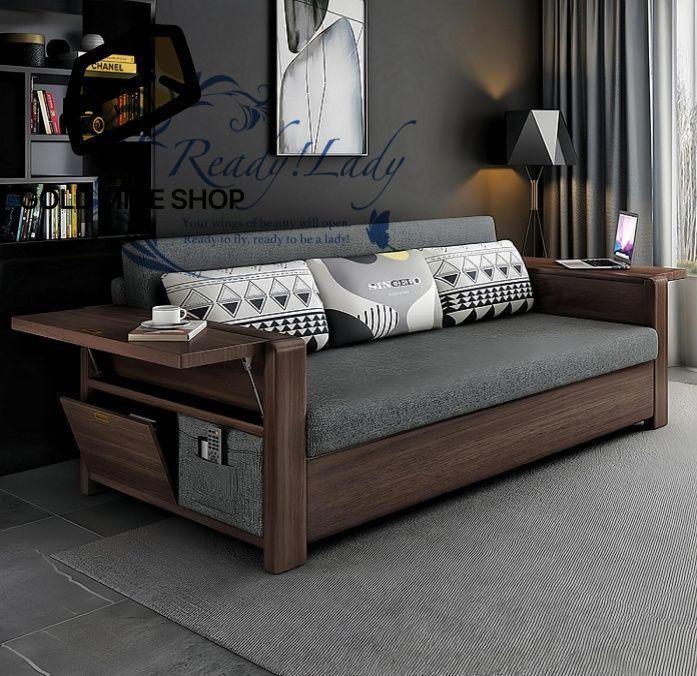 ソファベッド 無垢材のソファベッド 折りたたみ ソファベッド スモールアパートカジュアルソファベッド おしゃれ 北欧スタイル 丈夫で耐久性 大容量 省スペース 収納付きソファ ブラウン 120 80 80cm