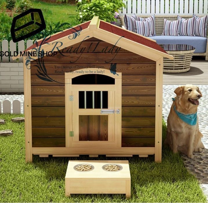 ドア付きの大型屋外犬小屋