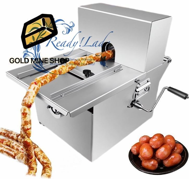 業務用ソーセージ結び機 長さ調節 なパネル付きステンレス製結束ストラップ機 折りたたみ式ハンドルと肉詰めハム用フットパッド付き手動巻きリンカー