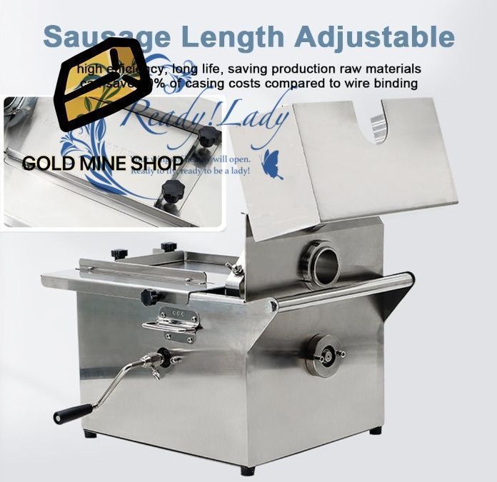 折りたたみ式ハンドルと肉詰めハム用フットパッド付き手動巻きリンカー