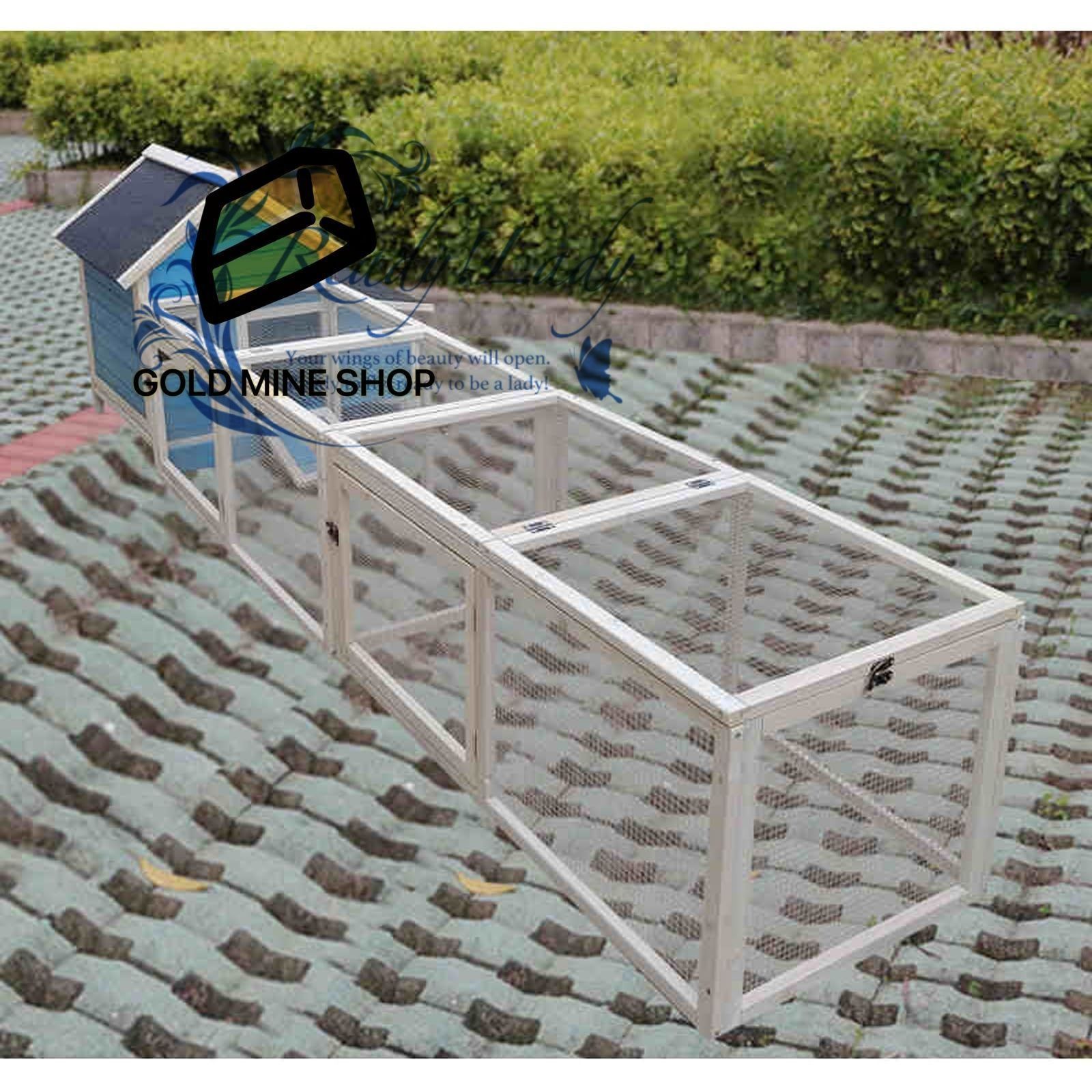 鶏小屋 屋外 大型 木製 亜鉛メッキ鋼製 屋根付き 高耐久 庭用 農場用 耐候性 防雨 防風性 家禽ケージ ウサギハッチ 七面鳥 アヒル ガチョウ チキンラン アヒル ウサギの生息地用 飼育ケージ 組み立て簡単 ブルー 295cm×90cm×70cm